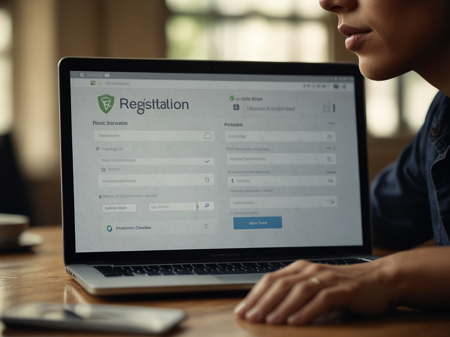 User filling registration form